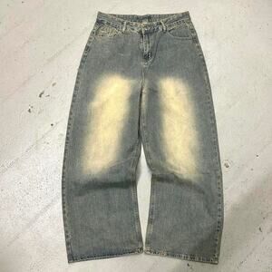 BLUE FADED WIDE LEG BAGGY DENIM 28 WAIST